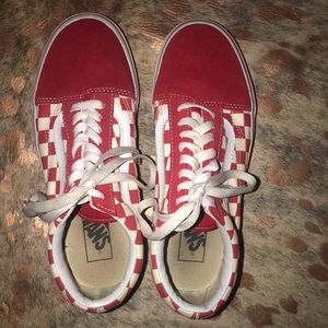 Red and white checkered vans